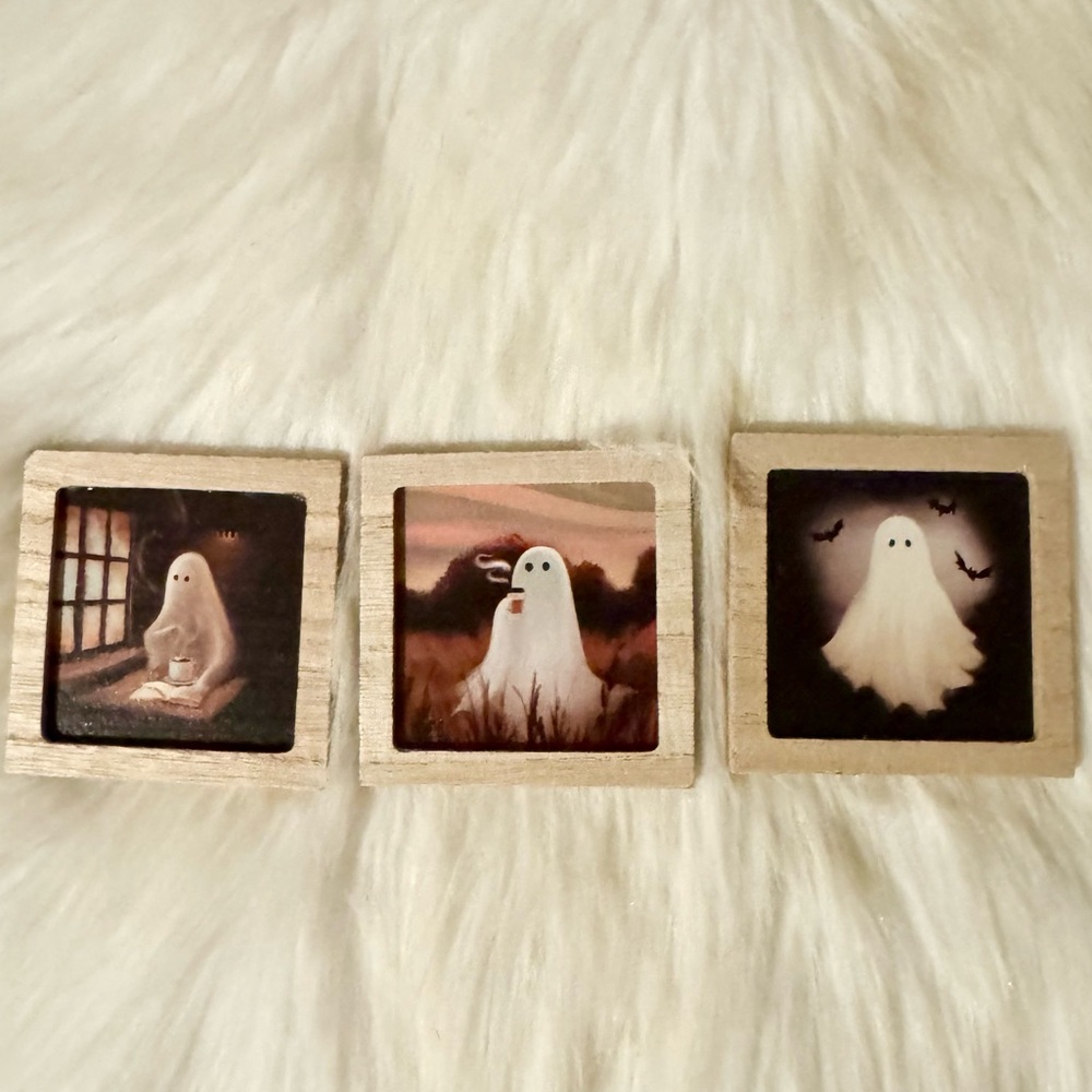 Halloween Ghost-Themed Wooden Magnets Set of 3 Target Bullseye